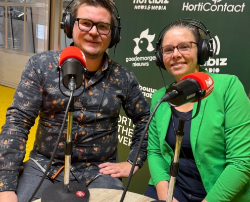 Johan Kreeft en Simone Keijzer bij Hortibiz Newsradio