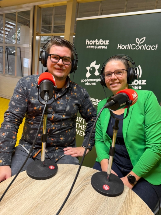 Hortibiz Johan Kreeft en Simone Keijzer bij Hortibiz Newsradio